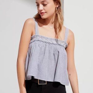 Urban Outfitters UO Striped Printed Smocked Tank Top Embroidered XS NWT